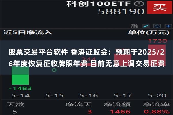 股票交易平台软件 香港证监会：预期于2025/26年度恢复征收牌照年费 目前无意上调交易征费